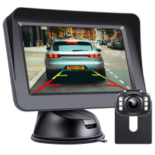 HD Reversing Camera Kit, DOUXURY 4.3'' LCD Monitor + IP68 Waterproof 720P 6 LED Night Vision 170 Wide View Angle Rear View Camera for Car Van Truck,