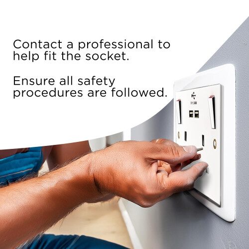 Status STATUS Plug Socket UK | Double Socket with Double USB Plug | White Plastic | 13A Double Switched Wall Socket | S2G13A2USBSWS4 1