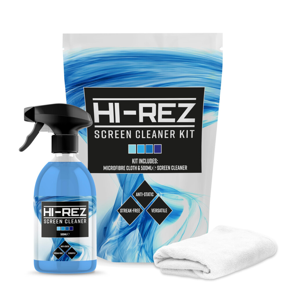 Hi-Rez - Screen Cleaner Spray For Tv, Laptops, Computers, Monitors, Phones Cleaning Kit - 500Ml With Microfibre Cloth 94287257
