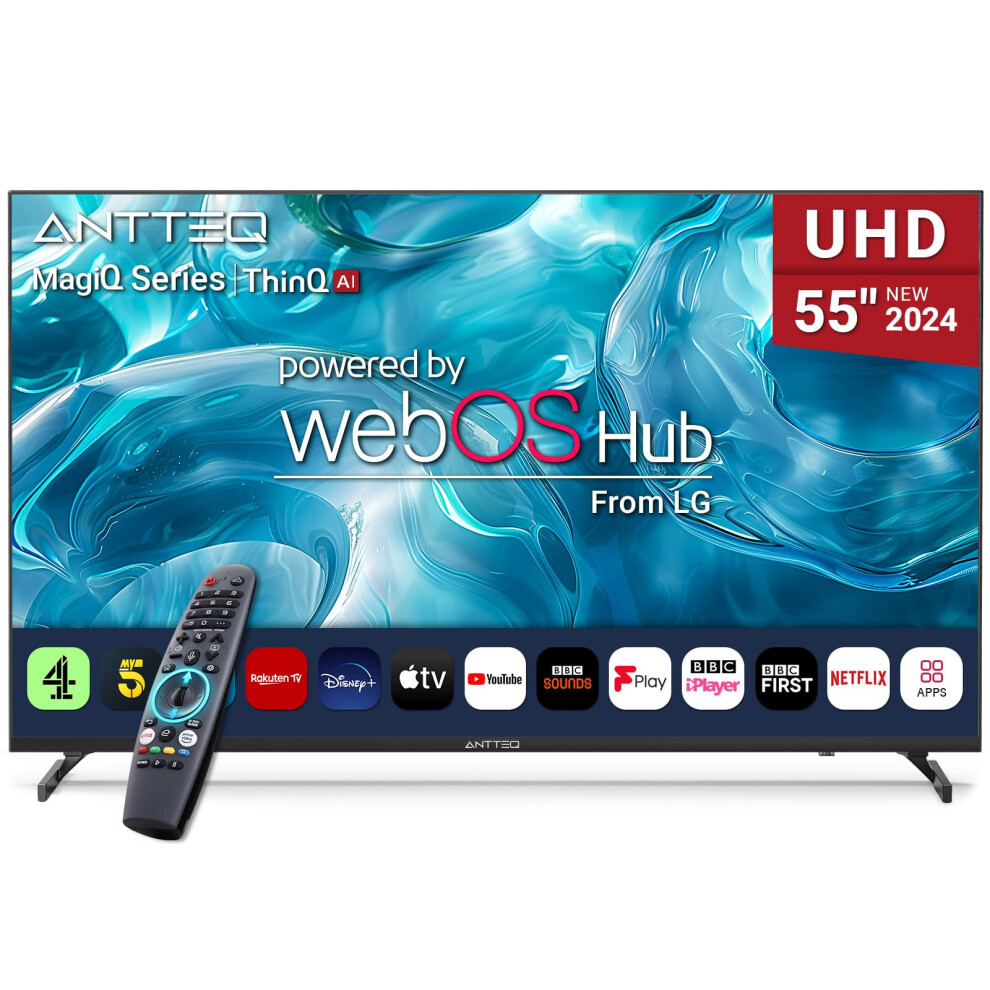 Antteq Smart Tv 55 Inch Magiq 55" Uhd 4K Tv Webos, Thinq Ai Memc Work With Alexa 2024 Television Black 69005879