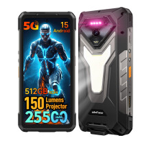Ulefone Armor 34 Pro 5G AI Rugged Smartphone with Projector, 512GB ROM 2TB Expand, 25500mAh 66W, Android 15, 6.95" 120Hz, 64MP Night Vision Outdoor W
