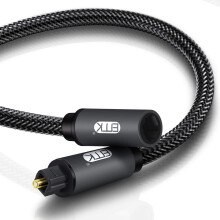 EMK Optical Extension Cable Male to Female Coupler Cable Nylon Braided Jacket 24K Gold-Plated Fiber Digital Extension Adapter Cable for Home Theater
