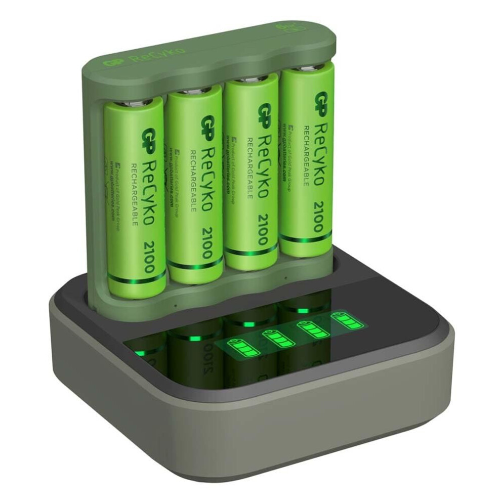 Gp Recyko B421 (Usb) Daily Charger With D451 Charging Dock, Includes 4 X Aa Nimh 2100Mah Batteries 76940729