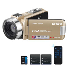 ORDRO B320 1080P Camcorder with 16GB Card, 18X Digital Zoom, Night Vision, 270 Rotatable Screen, Full HD 1080P 30MP Camera, 2 Batteries Gold