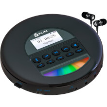 KLIM Nomad - Portable CD Player with Long-Lasting Battery - with Headphones - Radio FM - Compatible MP3 CD Player Portable - TF Card Radio FM Bluetoo
