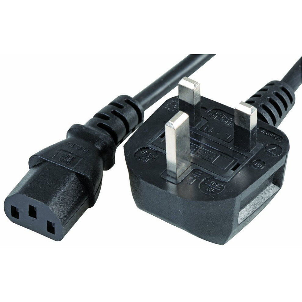 Pel00095 2M Uk Mains Plug To Iec C13 Socket Lead, 10A, Black Pro Elec