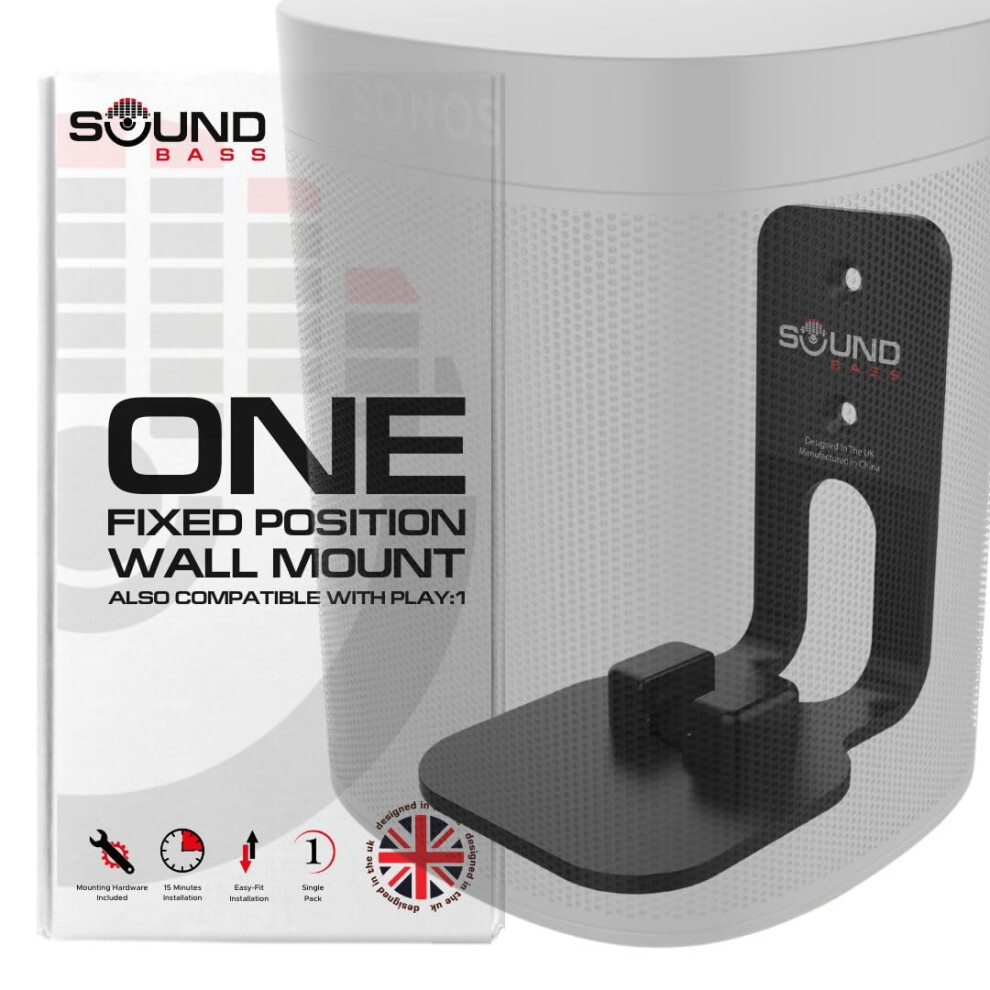 Sound bass ONE, ONE Gen 2, ONE SL & Play:1 Wall Mount Bracket, Black, Compatible with Sonos ONE, ONE Gen 2, ONE SL & PLAY1 Speaker-image-OPC-PMGT9KG-NEW