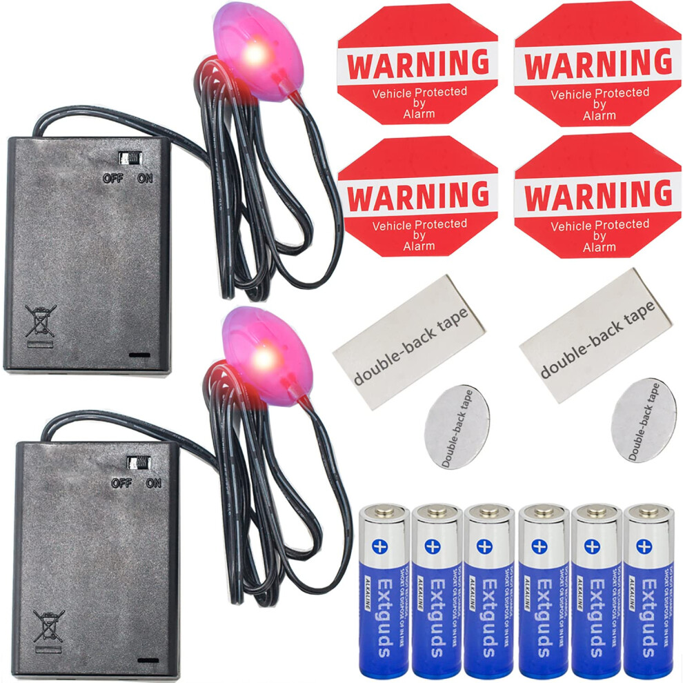 Fake Car Alarm, Dummy Car Alarm,(Batteries Included) Led Simulate Imitation Security System, Warning Anti-Theft Flash Blinking Lamp (2Pack, Light/Red 82606305