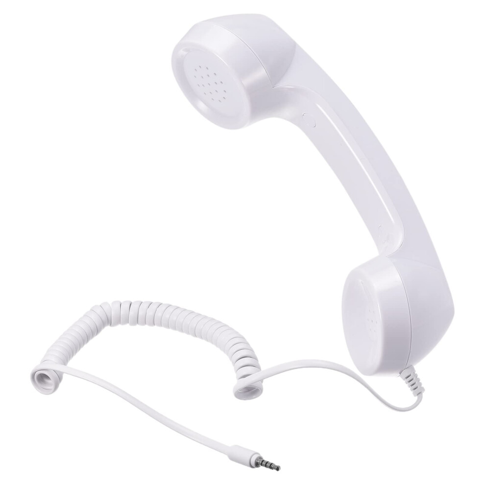 Sourcing Map 3.5Mm Retro Telephone Handset Telephone Receiver For Microphone Speaker Smooth White 75753511