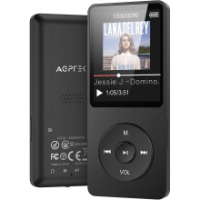 AGPTEK MP3 Player with Bluetooth 5.3, 32GB Internal Memory Portable Music Player 1.8 inch Screen with Speaker, FM Radio, Voice Recorder, Supports Exp