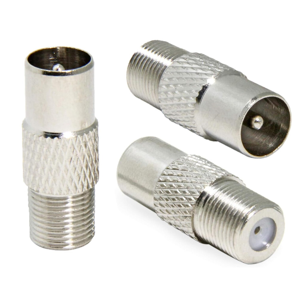 Hiaoey 3 Pcs F Female To Pal Male 9.5Mm Tv Satellite Antenna Coax Adapter, Socket F-Connectors Adaptor Satellite To Rf Coax Aerial Male Adapter Conve 76686573