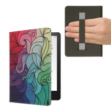 Kwmobile Case Compatible with Amazon Kindle Paperwhite 11 Generation 2021 - PU Cover With Strap - Multicolor Dark Pink/Blue/Green