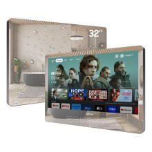 SYLVOX 32 inch Bathroom TV, 12V Smart Magic Mirror TV Compatible with Google TV, Support Smart Casting 500 nits Brightness 1080P, IP66 Waterproof Tel