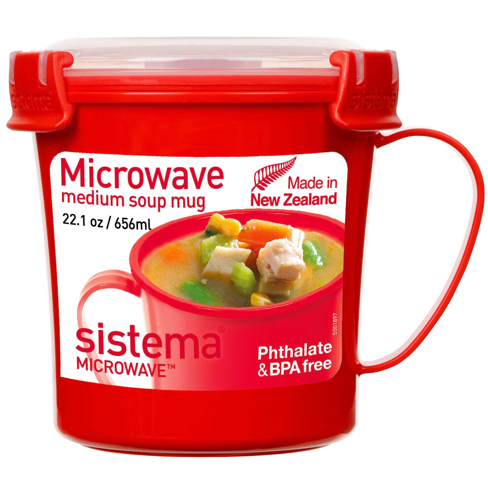Sistema Microwave Soup Mug 656 Ml Microwave Food Container With Steam Release Vent Bpa-Free 1 Count Red