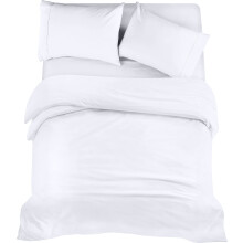 Utopia Bedding 4 Piece Double Bedding Set - Duvet Cover, Fitted Sheet with Pillow cases - Soft Brushed Microfiber (White)
