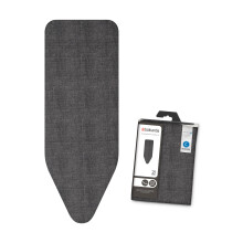 Brabantia 8mm Thick Underlay Ironing Board Cover (C Board/Denim Black) Heat-Resistant, Non-Slip, Cord Fastener
