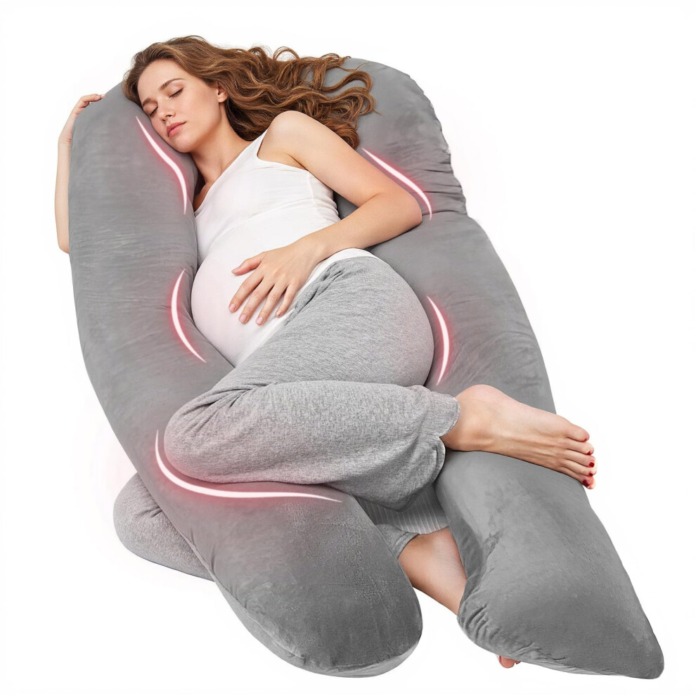 Nuliie Pregnancy Pillow for Sleeping, U Shaped Full Body Pillow Pregnancy Pillows, Maternity Pillow Support for Back, Hips, Legs for Pregnant Women,-image-OPC-PMGTBG8-NEW