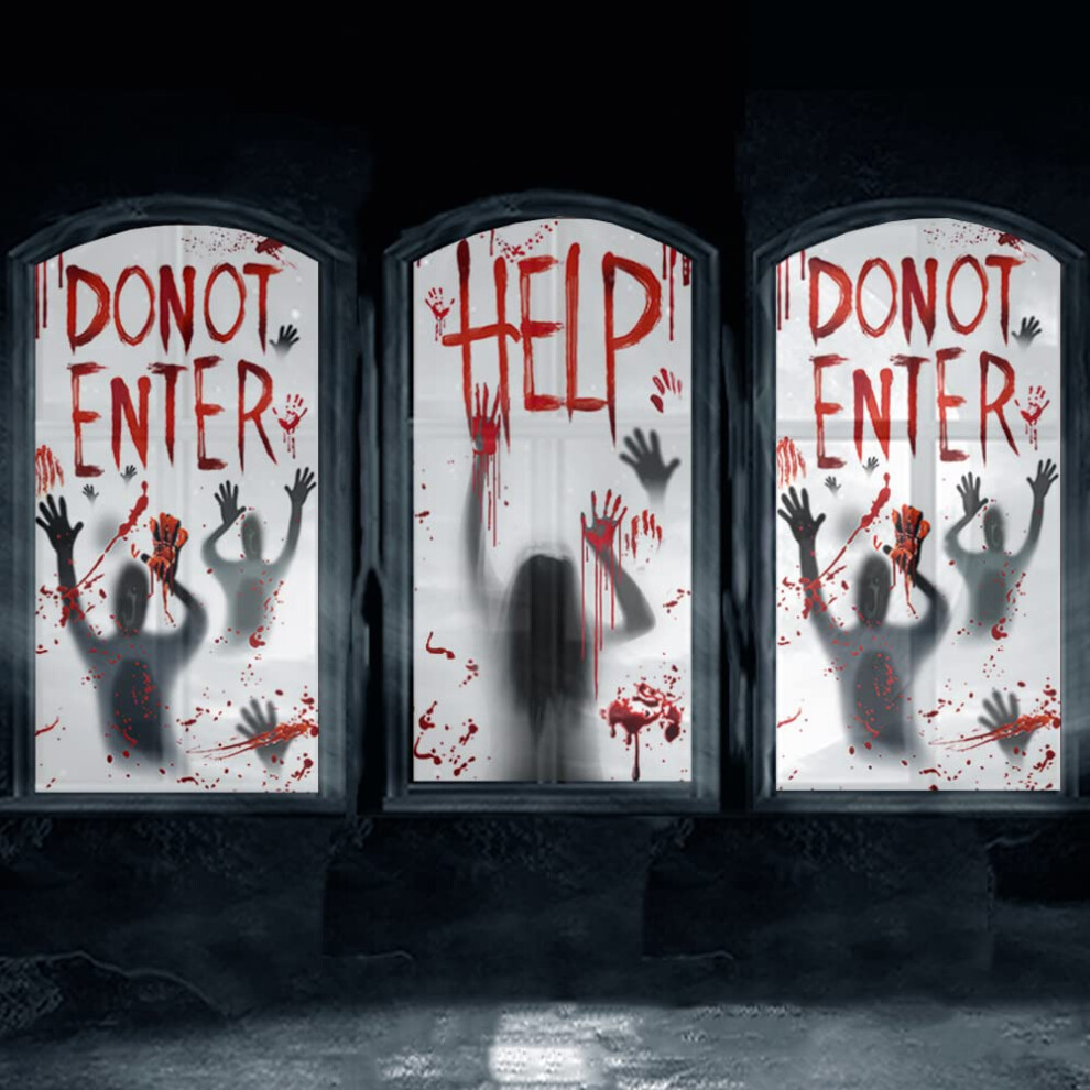 Halloween Window Decorations 3 Sheets Large Halloween Decorations Window Blood Hand For Halloween Scary Halloween Party Decor Fancy Daily