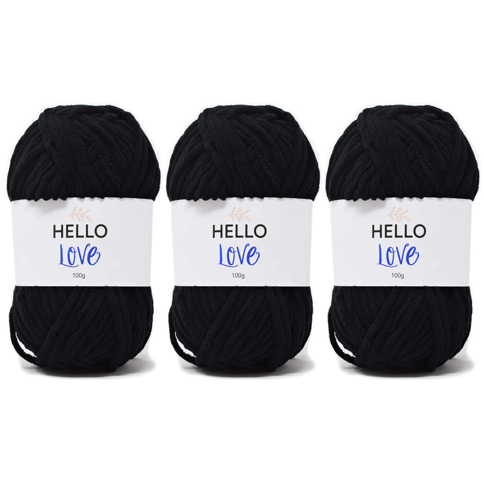 Baby Blanket Yarn 300G - Black Hello Love