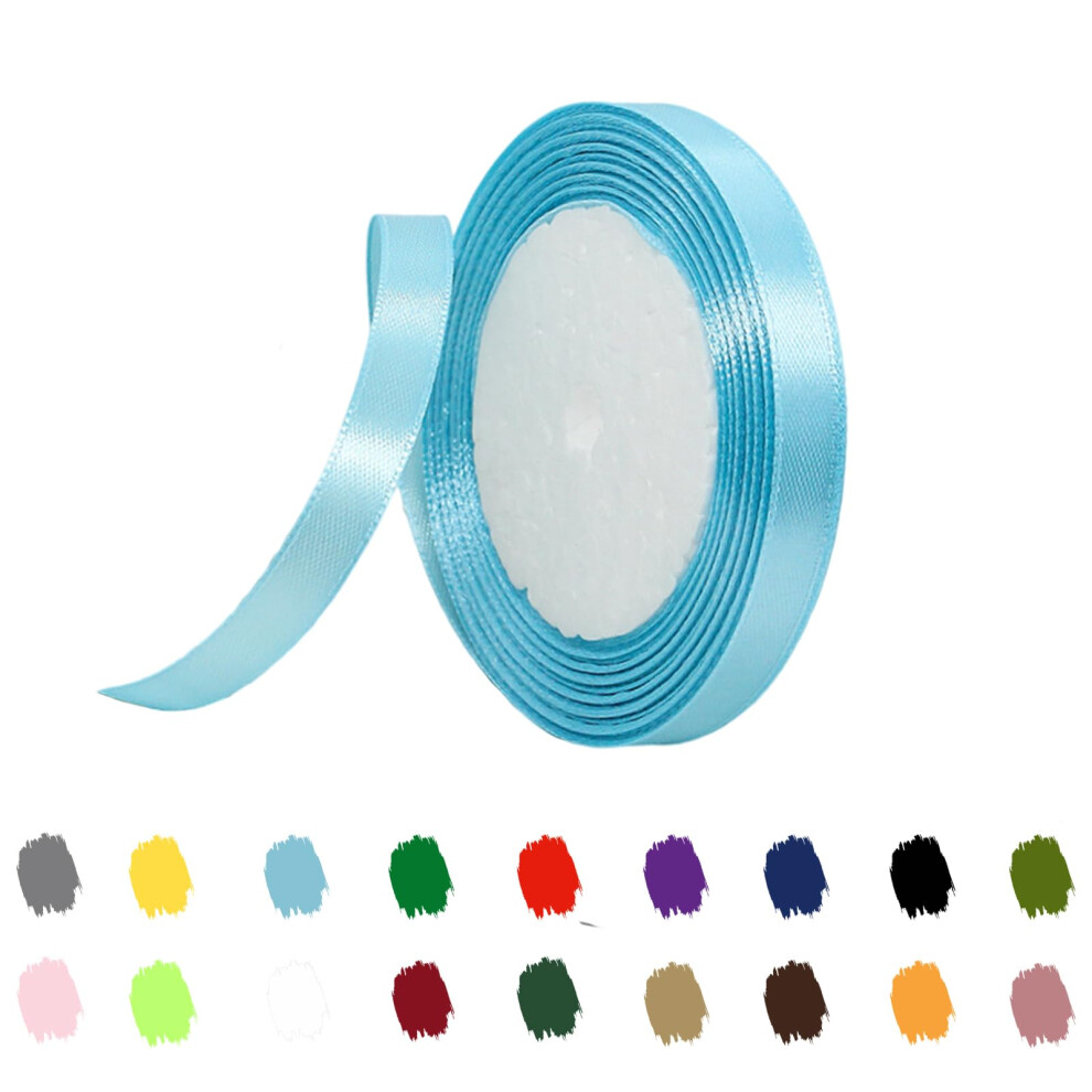 Rongzubat Skyblue Ribbon 10Mm For Gift Wrapping 22M,Skyblue Satin Ribbon 10Mm Thick For Crafting Cake,Hair Bow,Polyester Ribbon Christmas Decoration,Wedding Ca