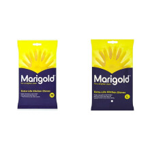 Marigold Unisex RUBBER GLOVES KITCHEN- Yellow, Pack of 1 & Unisex El Gloves-large-1 Pair Extra Life Kitchen Gloves Large, Yellow, L (Pack of 1)