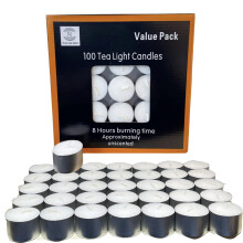 Requisite Needs Tea Light Candles 8 Hour Burn Time White Unscented (Pack of 100)