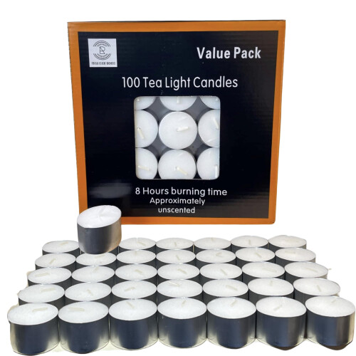 Requisite Needs Tea Light Candles 8 Hour Burn Time White Unscented (Pack of 100)