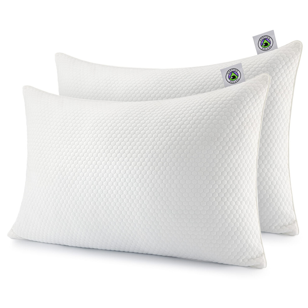 Martian Dreams Lunacore Hybrid Pillow, Microfibre & Shredded Memory Foam Fill, Medium Firm, Hypoallergenic, 2 Pack (50X75cm), Neck & Shoulder Support