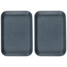 Russell Hobbs COMBO-8284 Deep Roasting Pan Set of 2, Non-Stick Carbon Steel Roaster, Tall Sides Tray for Meats, Vegetables, Large Oven Tin, Family Si