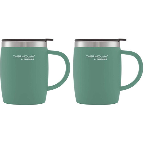Thermos Thermo Cafe Desk Mug, Plastic, Duck Egg, 1 Count (Pack of 2)