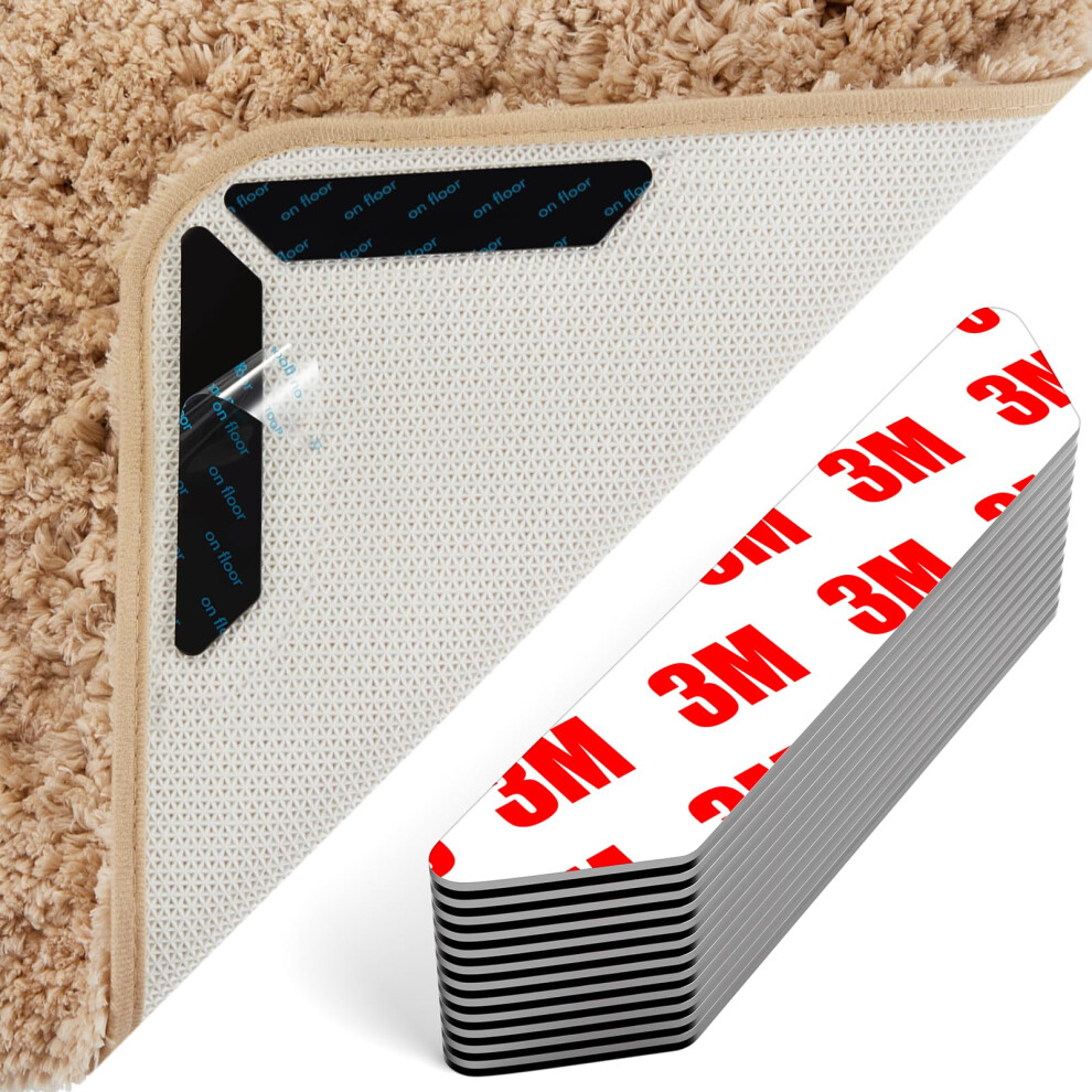 Aysktn 12 Anti-Slip Rug Grippers For Laminate/Wooden/Tile Floors | Washable Reusable Carpet Underlay With Stickers | Secure Rugs On Stairs & Doorways 31840606