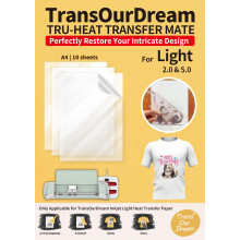 TransOurDream Transfer Tape for Vinyl Inkjet Printer Printing 10 Sheets A4 Cutting Weeding for Cricut Use with Our Light Heat Transfer Paper(light-ta