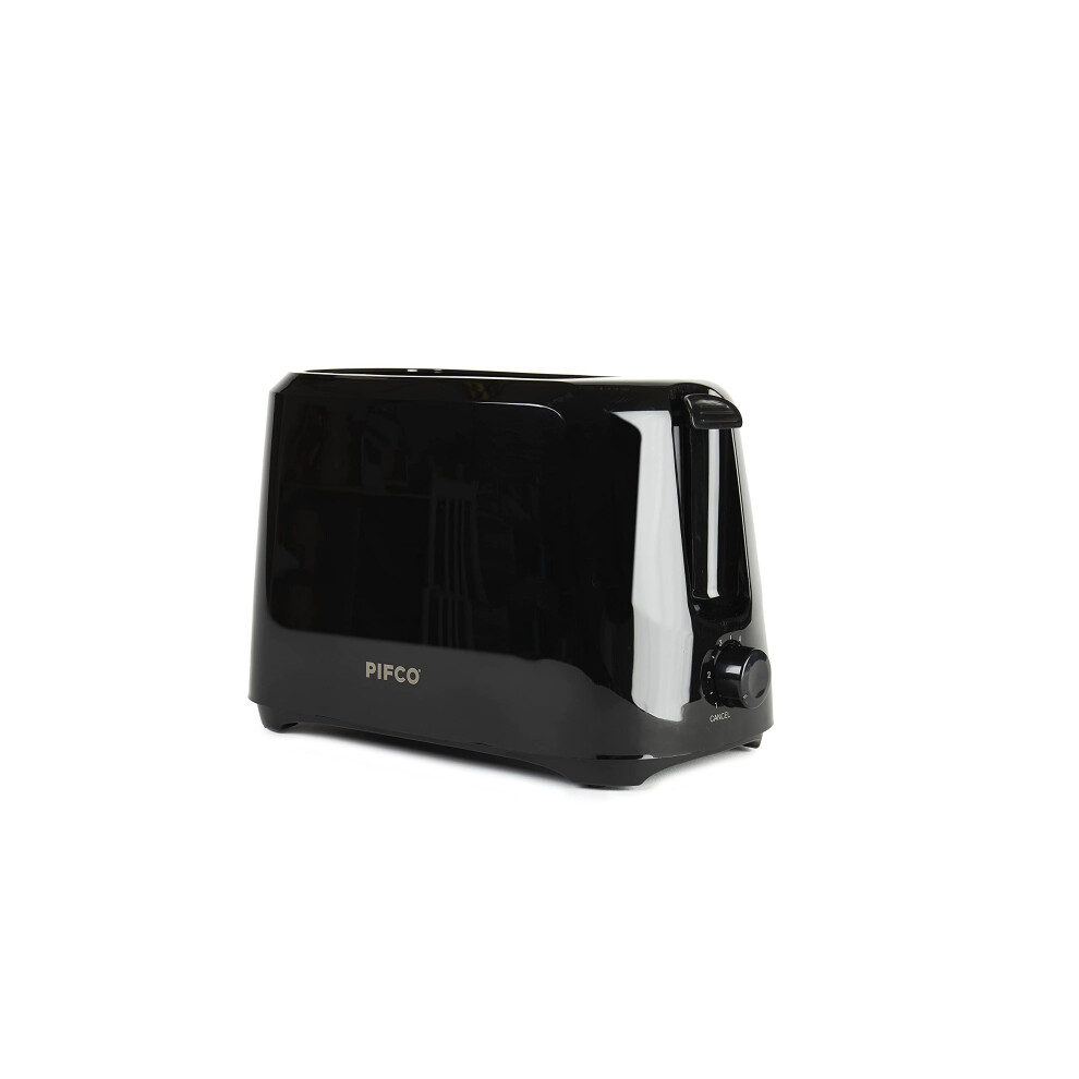 Pifco Toaster 2 Slice - 700W - 6 Browning Controls & Anti-Jam Function - Compact Design 2 Slice Toaster - Easy To Clean With Removable Crumbs Black 30118096