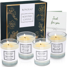 Scented Candles Gift Set, Soy Wax Candle of Jasmine, Pear & Freesia, Orange, Bluebell, Perfect for Women, Birthday, Bath Yoga, Weddings, Christmas, M