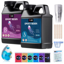 LET'S RESIN Casting Epoxy Resin Kit, 1L Crystal Clear & Bubble Free Epoxy Resin and Hardener, High Gloss Resin Kit for DIY Art, Mould Casting, Wood,