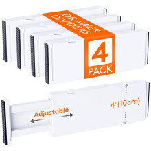 Lifewit 4 Pack Drawer Dividers Plastic 4" High, 11-17" Adjustable Drawer Organisers for Clothes, Expandable Dresser Separators in Bedroom/Bathroom/Ki