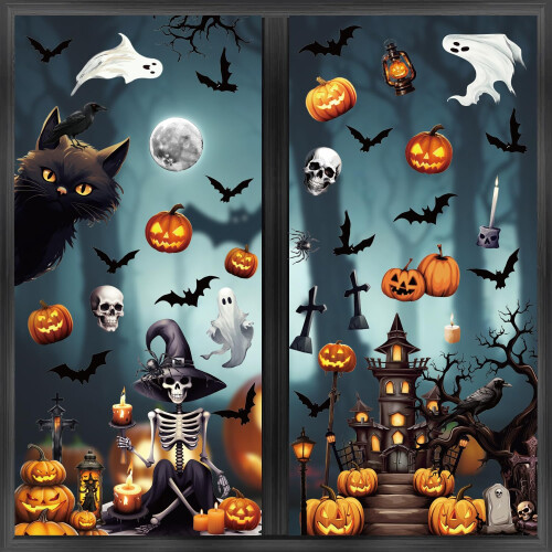 JOFONY 3D Halloween Window Clings - Reusable Party Decoration Window Decals