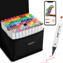 AEDAGA 80 Colours Alcohol Markers with Free App for Colouring, Alcohol Pens for Anime,Manga,Drawing,Sketching and Calligraphy, Art Supplies for Adult