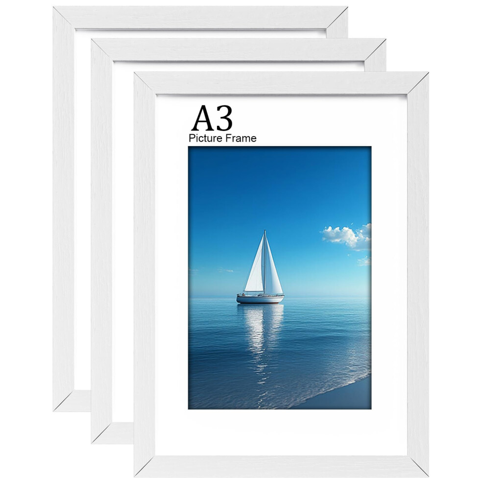 Lvaouo 3Pack A3 Frames, Wooden A3 Photo Frame 42 X 29.7Cm, Versatile A3 Frame Display, Landscape Or Portrait Orientation-Material Plexiglass White 42883197