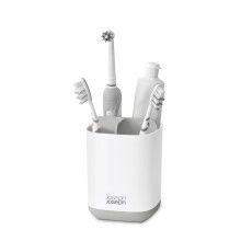 Joseph Joseph Easy-Store - Compact Toothbrush Holder Caddy Bathroom Storage- White/Grey