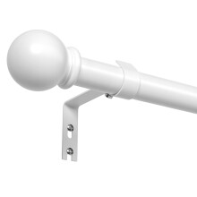 PeSenp Curtain Poles 87-126cm, White Metal Curtain Pole with Round Finials, Extendable Curtain Poles for Eyelet Curtains, 16mm Diameter Curtain Rod I