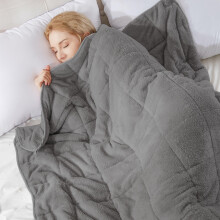 Teddy Fleece Weighted Blanket for Adults Fluffy Quilted Pockets Throw Soft Sherpa Throw Heavy Blanket Winter Sleep Therapy Autism Insomnia Sensory An