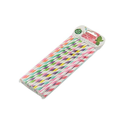 APOLLO Flexi Paper Straws-Stripe pk40