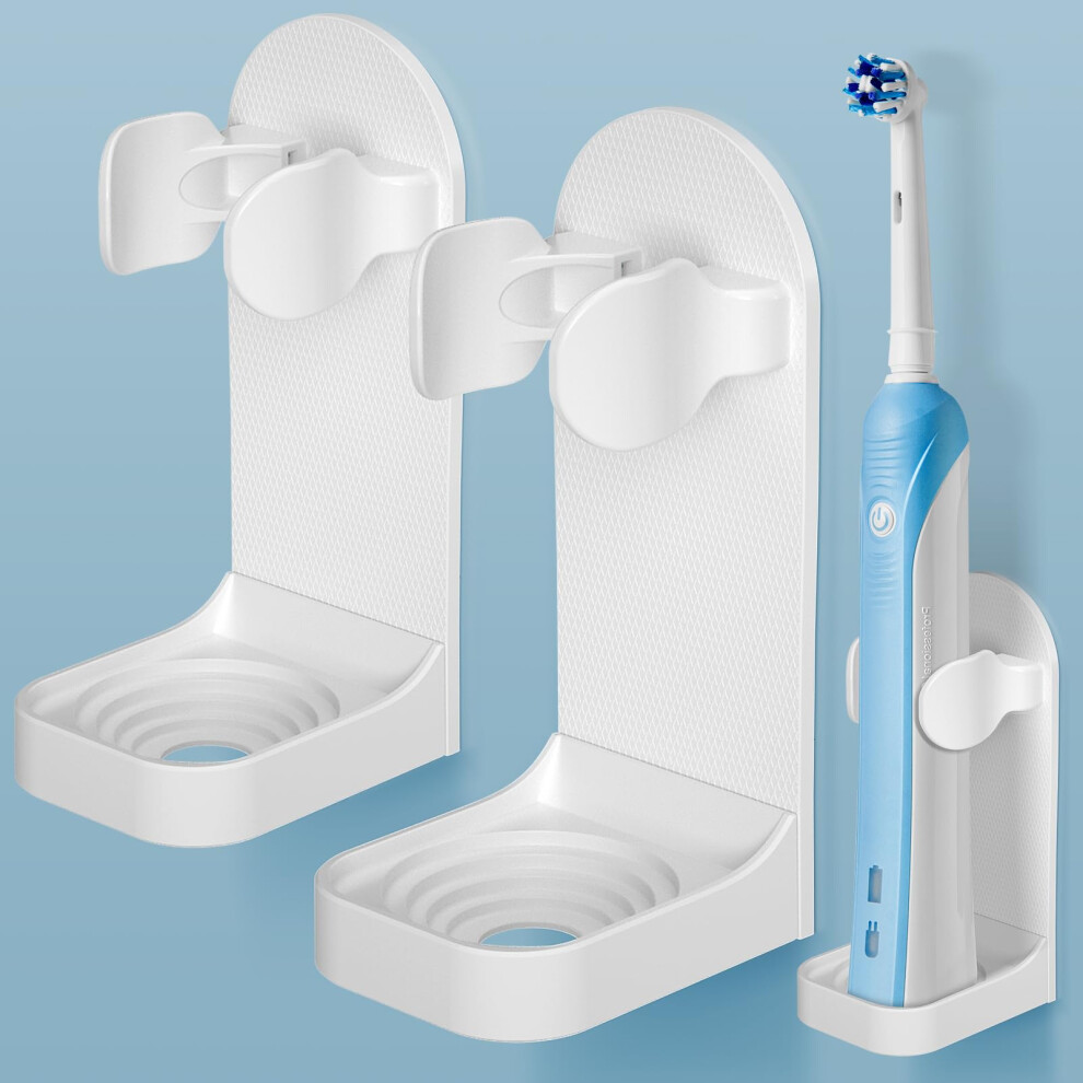 Hommand Electric Toothbrush Holder 2 Packs, Upgraded Strong Adhesive Electric Toothbrush Holder Wall Mounted, Adjustable Electric Toothbrush Stand To