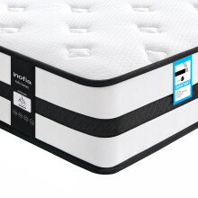 Inofia King Size Mattresses Memory Foam Sprung 5FT, 10.3 Inch Hybrid Mattress with Zone Support Memory Foam & Cooler Knitted Fabric, Medium Firm Orig