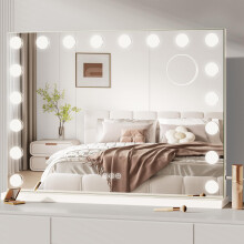 Dripex Hollywood Vanity Mirror with Lights, 8060 cm Large Makeup Mirror with 18 Dimmable LED Bulbs, 3 Lighting Modes, Type-C and USB Output Port, Ta