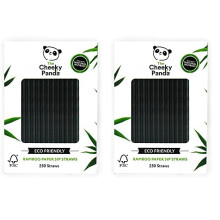 The Cheeky Panda Bamboo Paper Cocktail Straws | 250 Black Paper Cocktail Drinking Straws (Pack of 2)