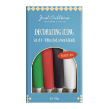 JUST CUTTERS Pack of 4 x 19g Writing Icing Tubes | Ready To Use | Instant Icing Pens for Writing, Drawing & Personalising Cakes, Biscuits & Baking (R