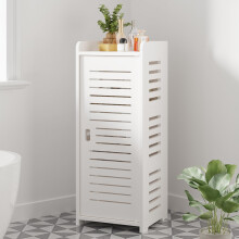 Dripex 4 Tier Bathroom Floor Cabinet, White Storage Cabinet with Door, Narrow Free Standing Cupboards Adjustable Shelves for Bathroom, Bedroom or Bal