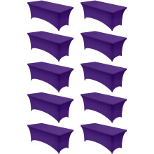 Utopia Kitchen Spandex Table Cloth 10 Pack [6FT, Purple] Tight, Fitted, Washable and Wrinkle Resistant Stretch Rectangular Patio Table Cover for Even